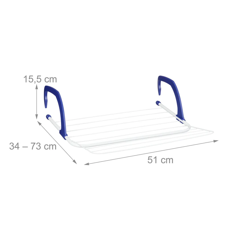 Étagère séchoir à linge pliable balcon intérieur 60 x 30 x 40 cm peu encombrant transportable en métal gris 13_0013182