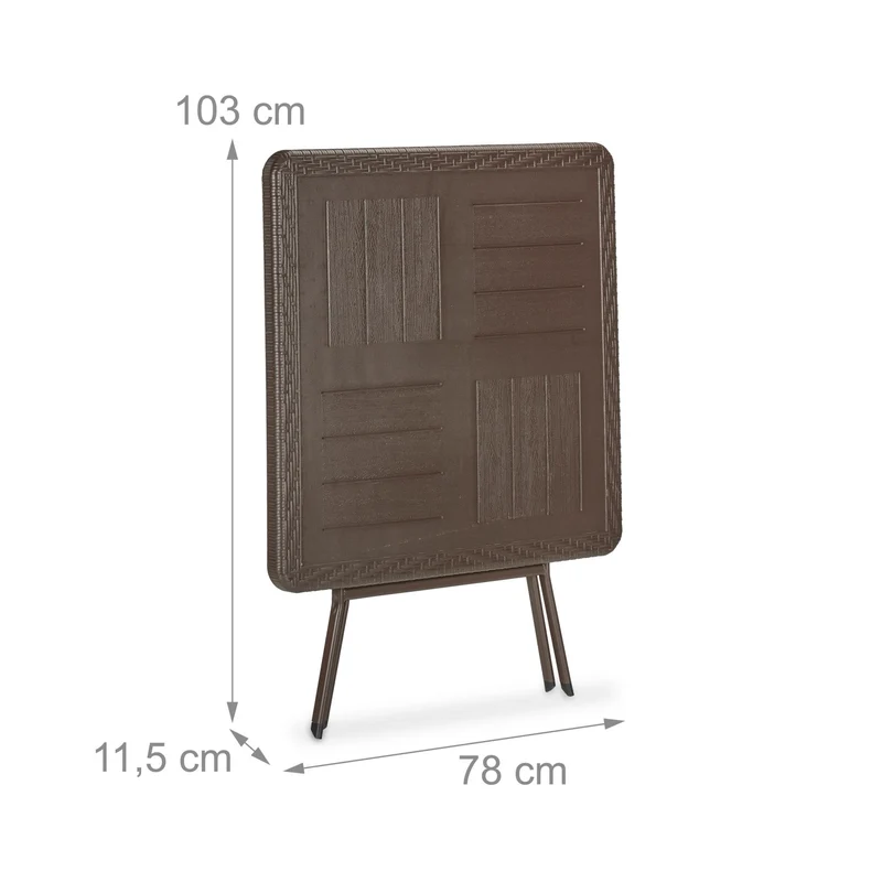 Table de jardin pliante carrée moderne pour 4 personnes 78 x 78 x 74 cm pratique et robuste en plastique effet bois 13_0015729