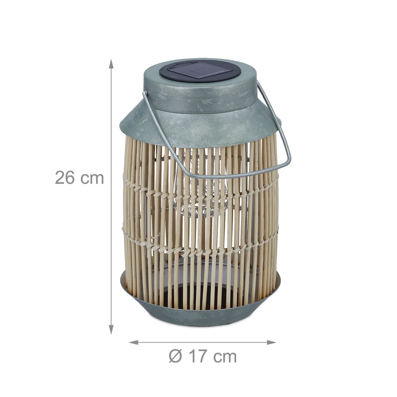 Lampe solaire d'extérieur décorative rétro jardin 30 x 20 cm avec guirlande LED ambiance cosy en rotin noir 13_0011916