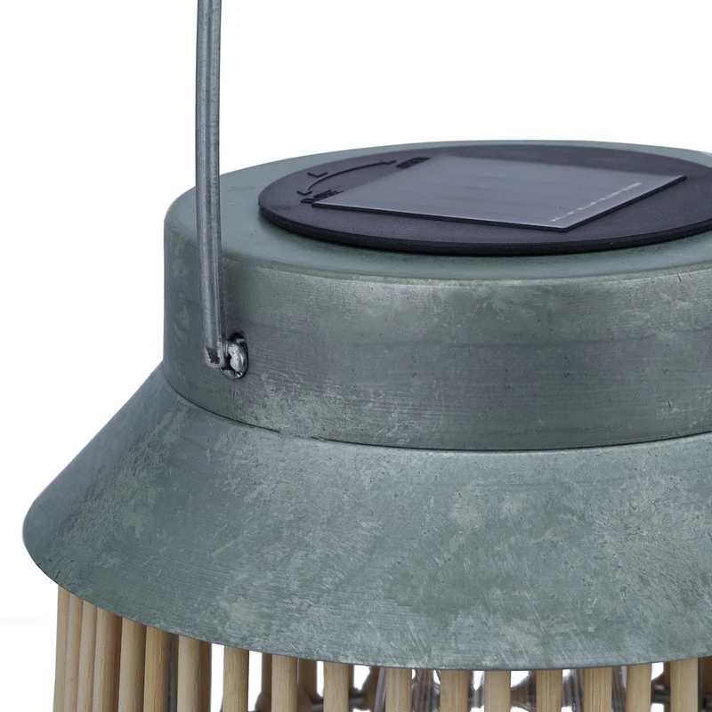 Lampe solaire d'extérieur décorative rétro jardin 30 x 20 cm avec guirlande LED ambiance cosy en rotin noir 13_0011916