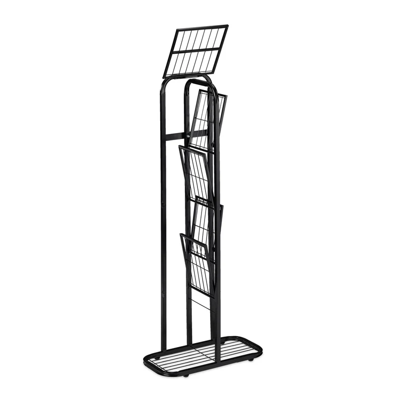 Étagère à plantes escalier moderne 107 x 44 x 24 cm support stable en acier noir 13_0010802