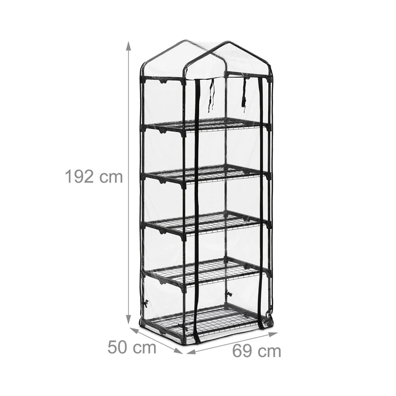 Serre de jardin verticale pour balcon 5 étagères idéale pour légumes et plantes aromatiques en plastique translucide 13_0011934