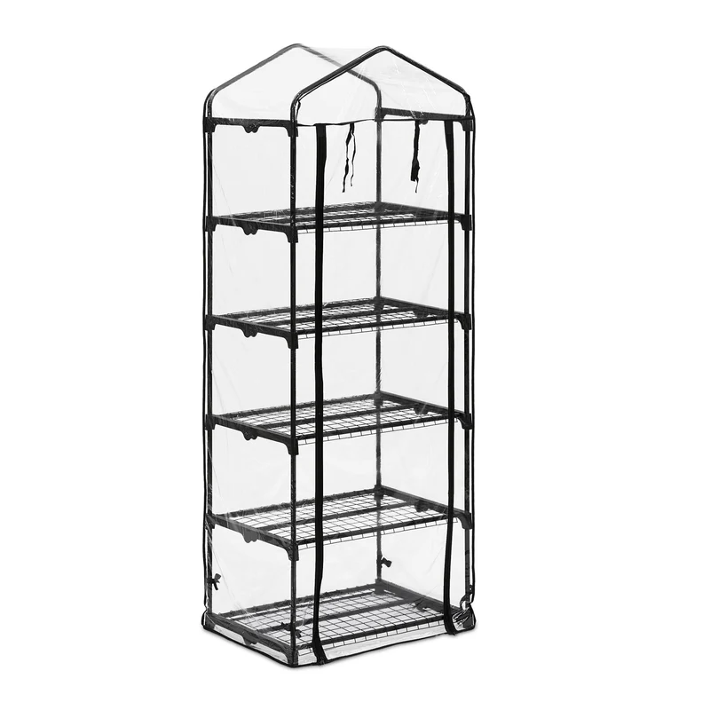 Serre de jardin verticale pour balcon 5 étagères idéale pour légumes et plantes aromatiques en plastique translucide 13_0011934