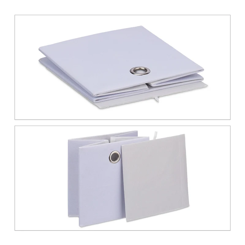 Lot de 2 boîtes de rangement carrées pratiques pour petits objets 30,5 x 30,5 x 30,5 cm en lin beige 13_0013751