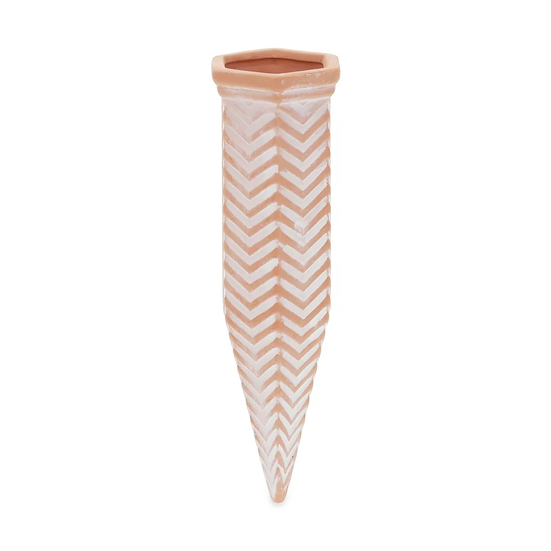Lot de 4 cônes d'arrosage automatique design zigzag pour plantes 30 x 10 x 10 cm en argile terracotta 13_0012584