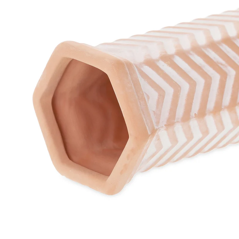 Lot de 4 cônes d'arrosage automatique design zigzag pour plantes 30 x 10 x 10 cm en argile terracotta 13_0012584
