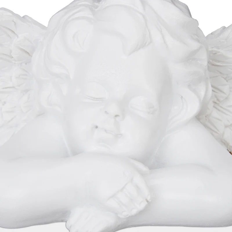 Lot de 2 anges funéraires en résine décoratifs tombes ou jardins 10 x 7,5 x 6 cm en gris 13_0009254