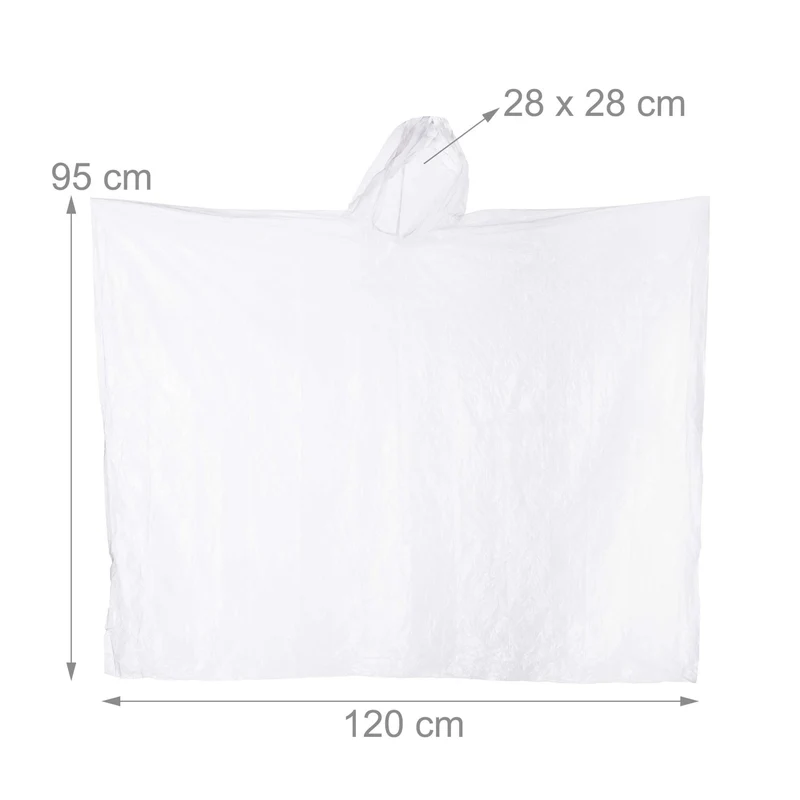 Lot de 13 ponchos jetables imperméables randonnée festival 95 x 120 cm en PE transparent 13_0012895