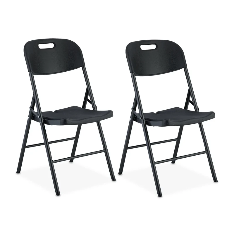 Lot de 2 chaises de jardin pliantes pratiques pour balcon terrasse 87 x 45 x 52,5 cm en plastique vert 13_0015643