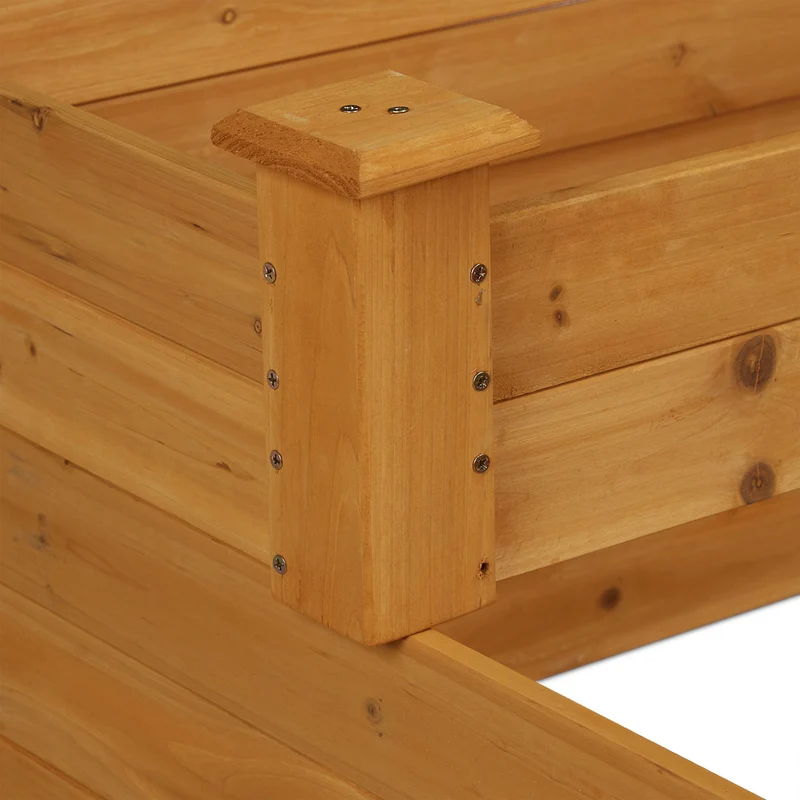 Carré potager en bois de sapin 3 niveaux idéal jardin terrasse design rustique 100 x 100 x 75 cm en bois marron 13_0011307