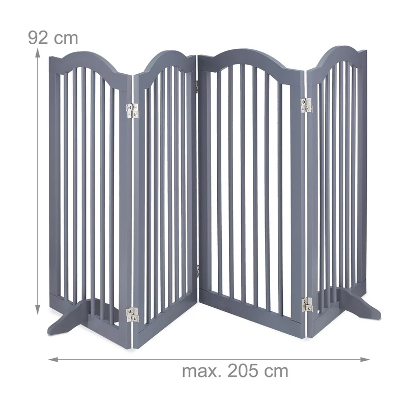 Barrière de sécurité réglable animaux domestiques 92 x 75 cm stabilité optimale ambiance cosy en métal gris 13_0011301