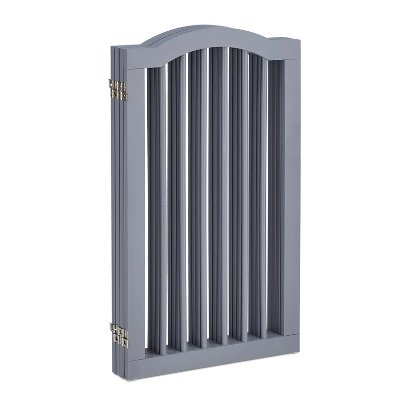Barrière de sécurité réglable animaux domestiques 92 x 75 cm stabilité optimale ambiance cosy en métal gris 13_0011301