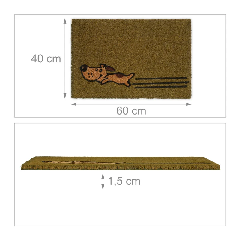Paillasson décoratif chien intérieur extérieur antidérapant agréable ambiance 75 x 45 cm en coco marron 13_0011173