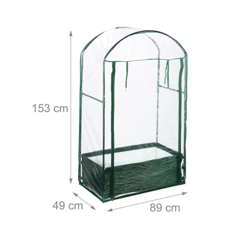 Serre de balcon transparente compacte avec sac de plantation pour légumes et herbes 140 x 78 x 78 cm en plastique blanc 13_0015742
