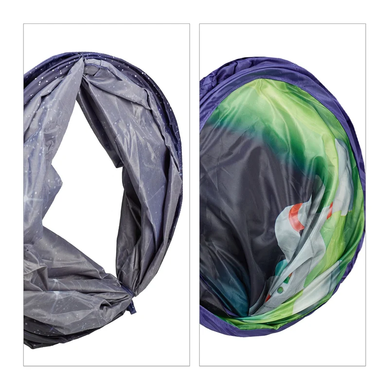Tente de jeu pop up pour enfants 120 x 120 x 90 cm avec tunnel d'accès ambiance spatiale en polyester multicolore 13_0011588