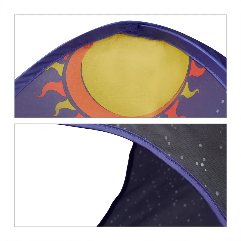 Tente de jeu pop up pour enfants 120 x 120 x 90 cm avec tunnel d'accès ambiance spatiale en polyester multicolore 13_0011588