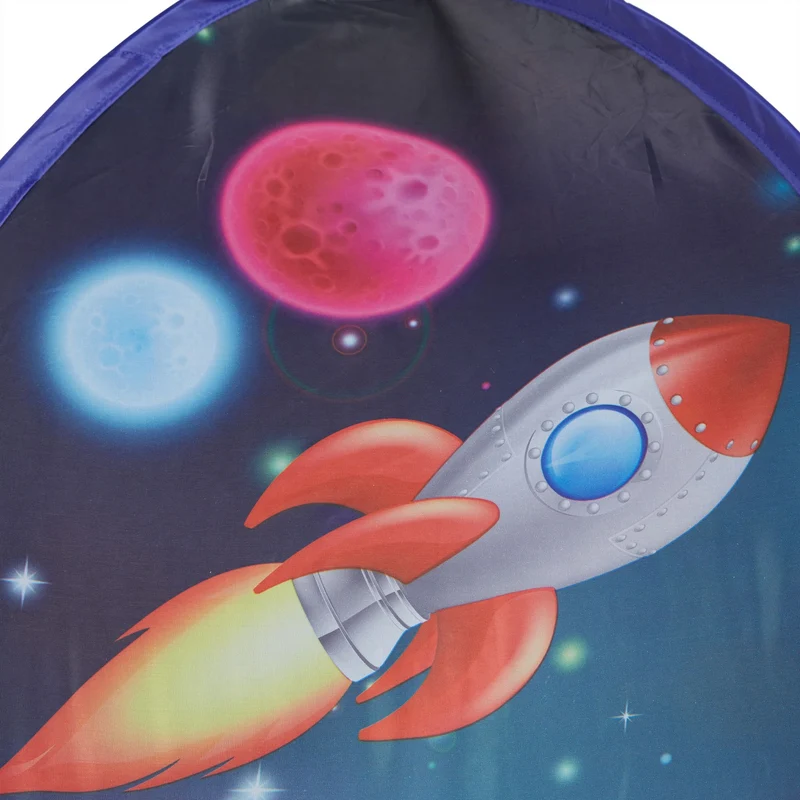 Tente de jeu pop up pour enfants 120 x 120 x 90 cm avec tunnel d'accès ambiance spatiale en polyester multicolore 13_0011588