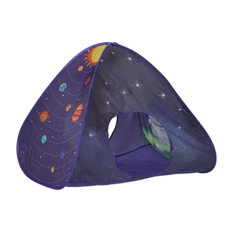 Tente de jeu pop up pour enfants 120 x 120 x 90 cm avec tunnel d'accès ambiance spatiale en polyester multicolore 13_0011588