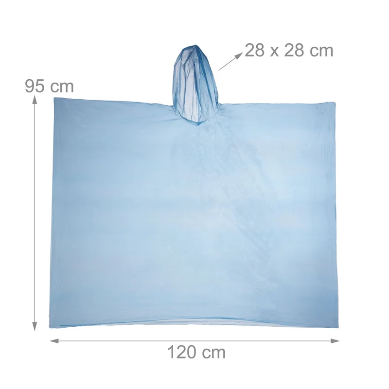 Lot de 15 ponchos de pluie jetables unisexe protection légère camping 95 x 120 cm en PE transparent 13_0011576