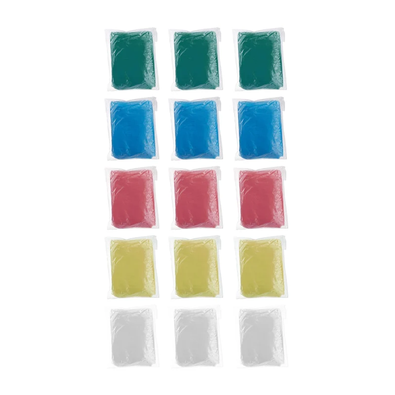 Lot de 15 ponchos de pluie jetables unisexe protection légère camping 95 x 120 cm en PE transparent 13_0011576