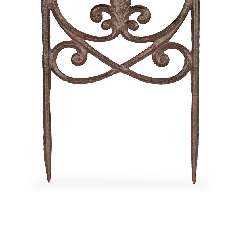 Lot de 2 bordures décoratives de jardin ajustées style rustique 32,5 x 17,5 x 1 cm en fonte de fer marron foncé 13_0013401