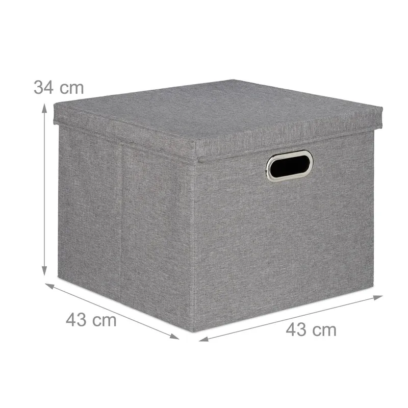 Lot de 2 boîtes de rangement pliantes modernes pratique 34 x 43 x 43 cm en polyester gris 13_0009791