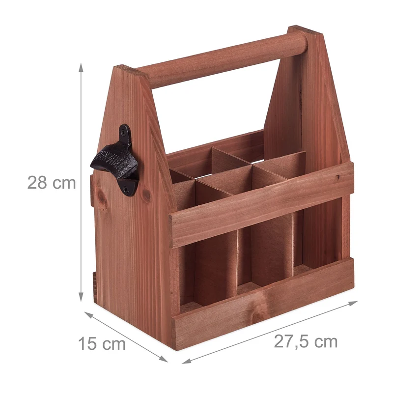 Porte-bouteilles en bois pour le transport de 6 bouteilles 35 x 25 x 15 cm pratique et décoratif en bois naturel 13_0011975