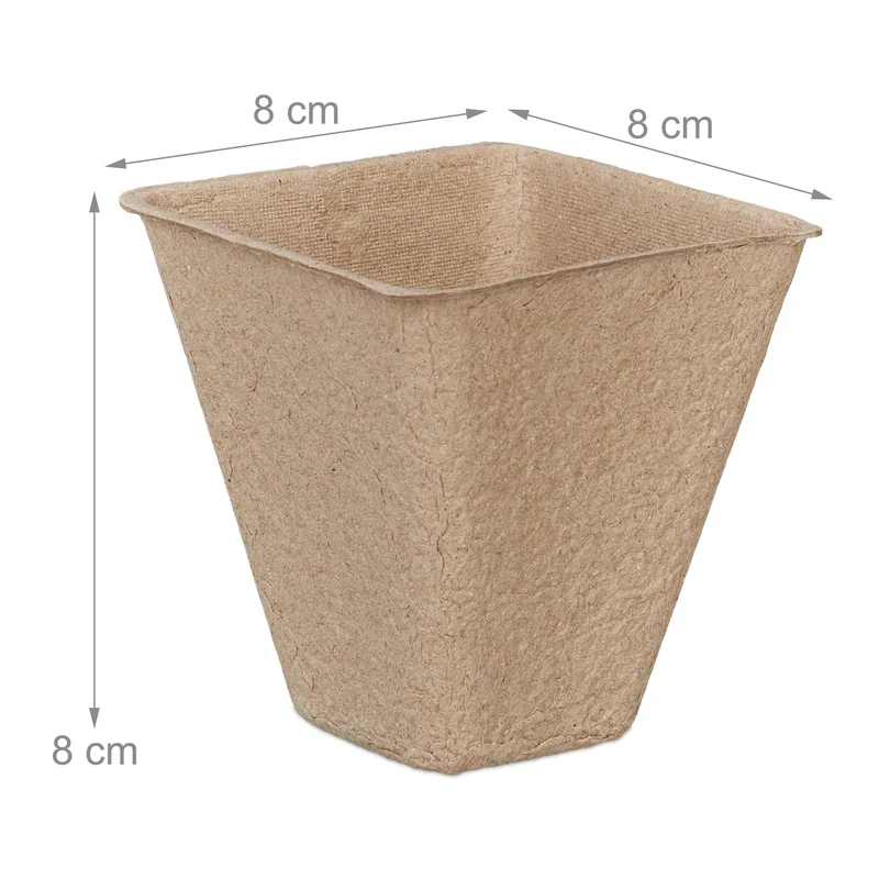 Lot de 80 godets semis pour jardinage intérieur extérieur 8 x 8 x 8 cm en papier naturel 13_0010126