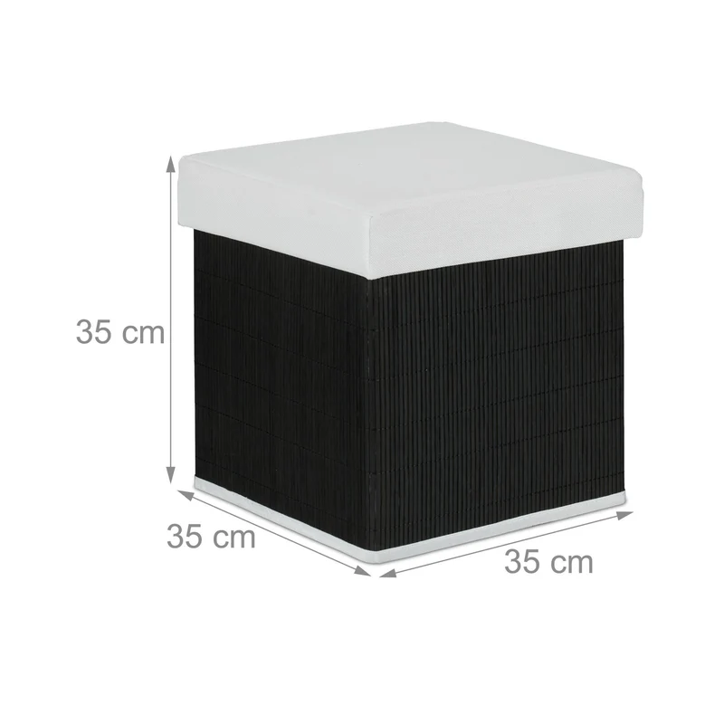 Tabouret pliable avec rangement ergonomique 60 x 40 x 40 cm en tissu gris 13_0012239