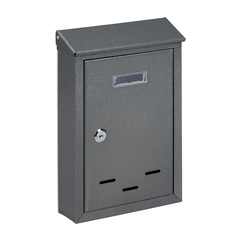 Boîte aux lettres murale vintage compacte serrure sécurité 30,5 x 21 x 7 cm en fer noir 13_0009963
