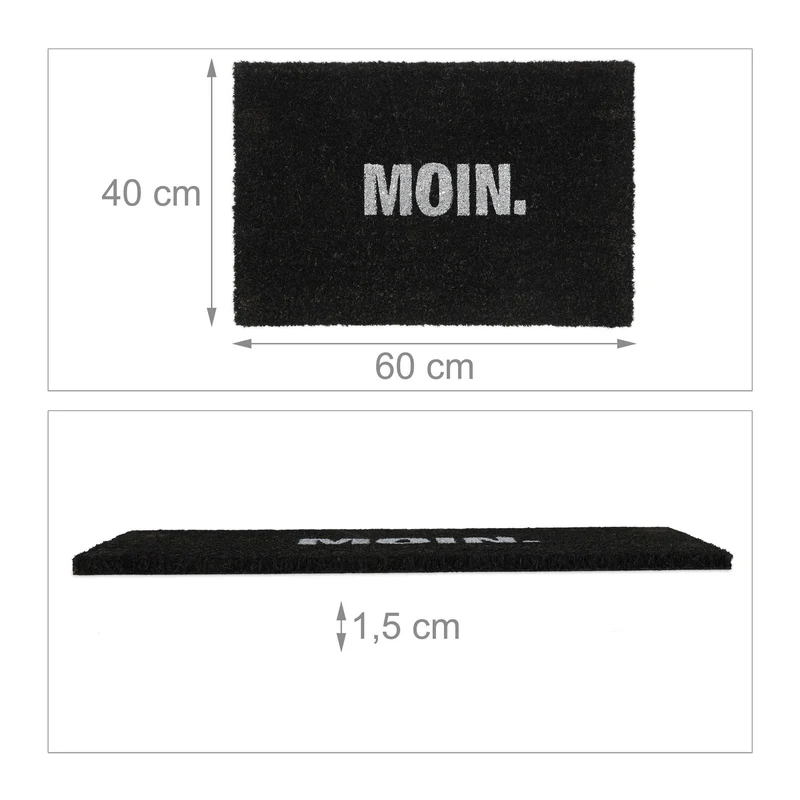 Paillasson antidérapant intérieur extérieur 75 x 45 cm en coco noir 13_0011386