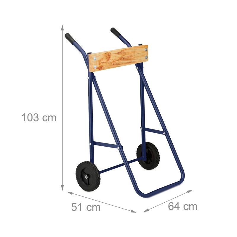 Support de transport pour moteur hors-bord 120 x 60 x 90 cm en acier bleu 13_0012989