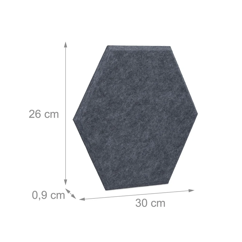 Lot de 6 pense-bêtes hexagonaux modernes design fonctionnel bureau 10 x 10 x 1 cm en feutre gris 13_0013987