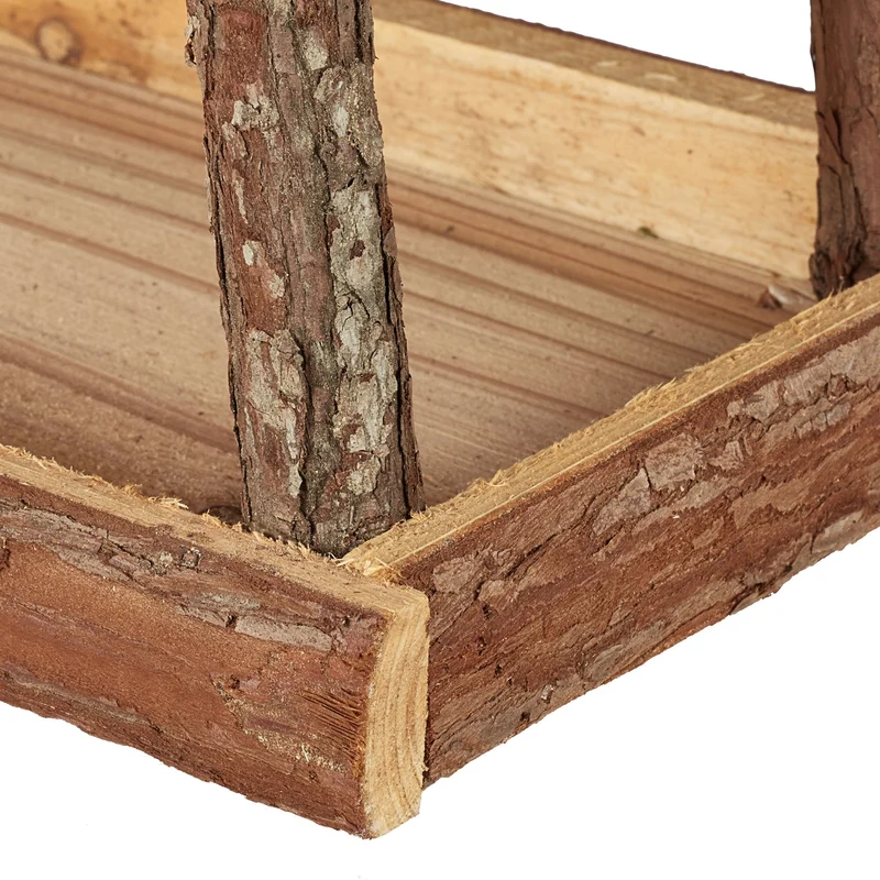 Mangeoire à oiseaux décorative accrocher jardin terrasse ouverture facile 30 x 20 x 15 cm en bois marron 13_0011241