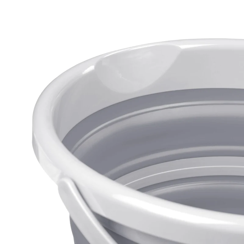 Seau pliable pratique camping 24,5 x 33 x 34 cm transport facile rangement minimal en plastique gris 13_0013698