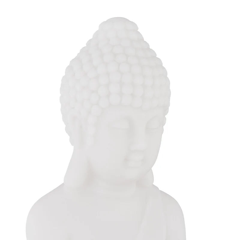 Statue decorative bouddha méditation 17 x 11,5 x 8 cm esprit zen intérieure extérieure en PVC blanc 13_0012621