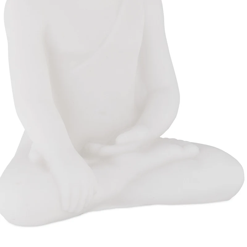 Statue decorative bouddha méditation 17 x 11,5 x 8 cm esprit zen intérieure extérieure en PVC blanc 13_0012621