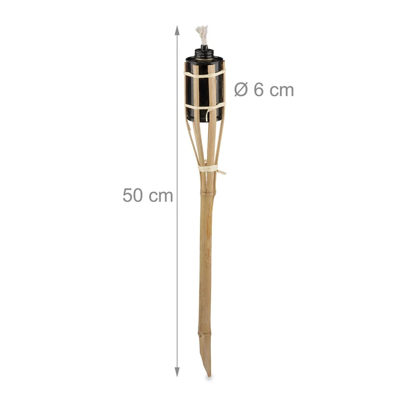 Lot de 12 torches de jardin décoratives éclairage d'ambiance 120 cm en bambou naturel 13_0012985