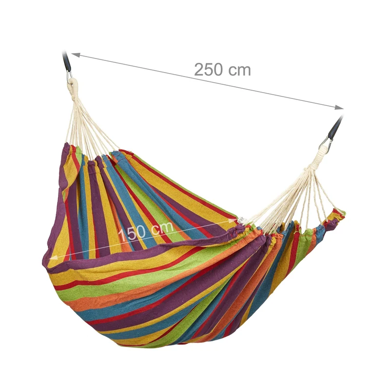 Hamac double très confortable extérieur intérieur pour 2 personnes 300 x 150 cm pratique transportable en coton gris 13_0012330
