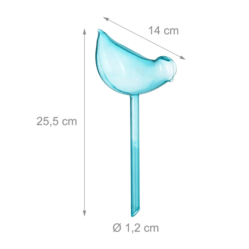 Lot de 4 globes d'arrosage automatique décoratifs en forme d'oiseau pour plantes 14 x 25,5 cm en PVC bleu 13_0010727