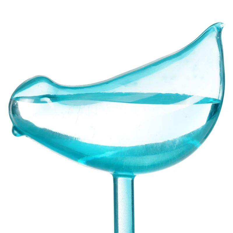 Lot de 4 globes d'arrosage automatique décoratifs en forme d'oiseau pour plantes 14 x 25,5 cm en PVC bleu 13_0010727
