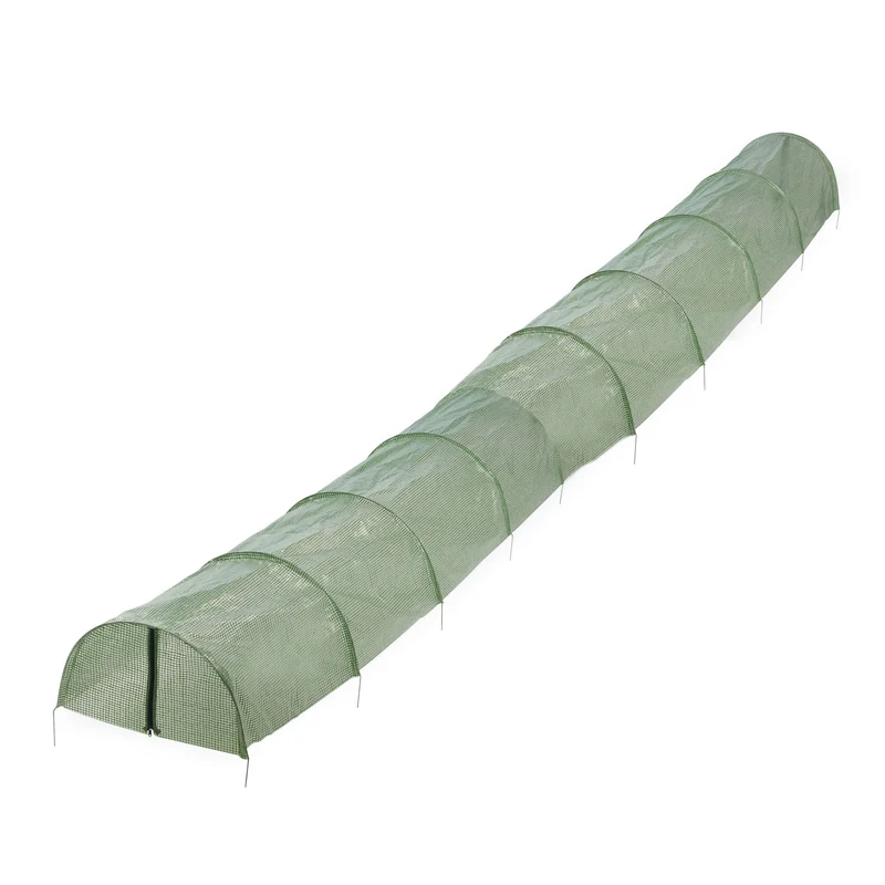 Serre tunnel de croissance jardin 700 x 300 x 200 cm protège plantes intempéries entretien facile en polyéthylène transparent 13_0012937