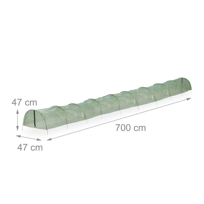 Serre tunnel de croissance jardin 700 x 300 x 200 cm protège plantes intempéries entretien facile en polyéthylène transparent 13_0012937