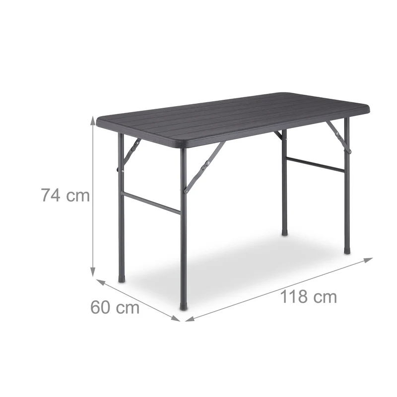Table de jardin rectangulaire moderne pour 4 personnes 150 x 90 x 75 cm en plastique gris 13_0012917
