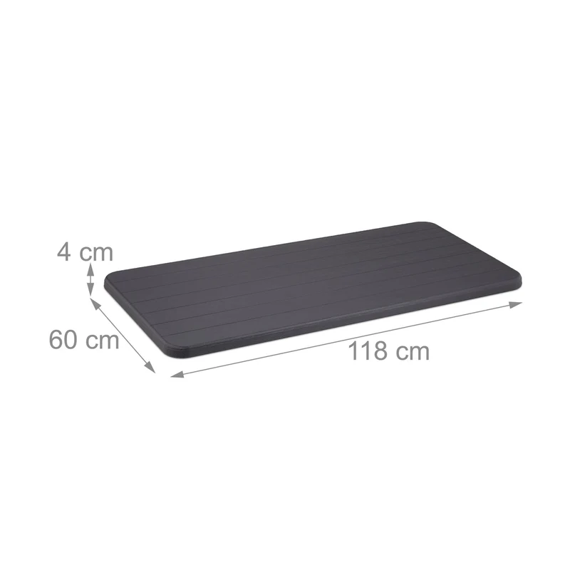 Table de jardin rectangulaire moderne pour 4 personnes 150 x 90 x 75 cm en plastique gris 13_0012917