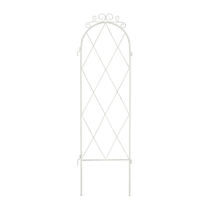 Lot de 3 tuteurs en acier blanc pour plantes grimpantes jardin design épuré 150 x 30 x 30 cm en métal blanc 13_0010566