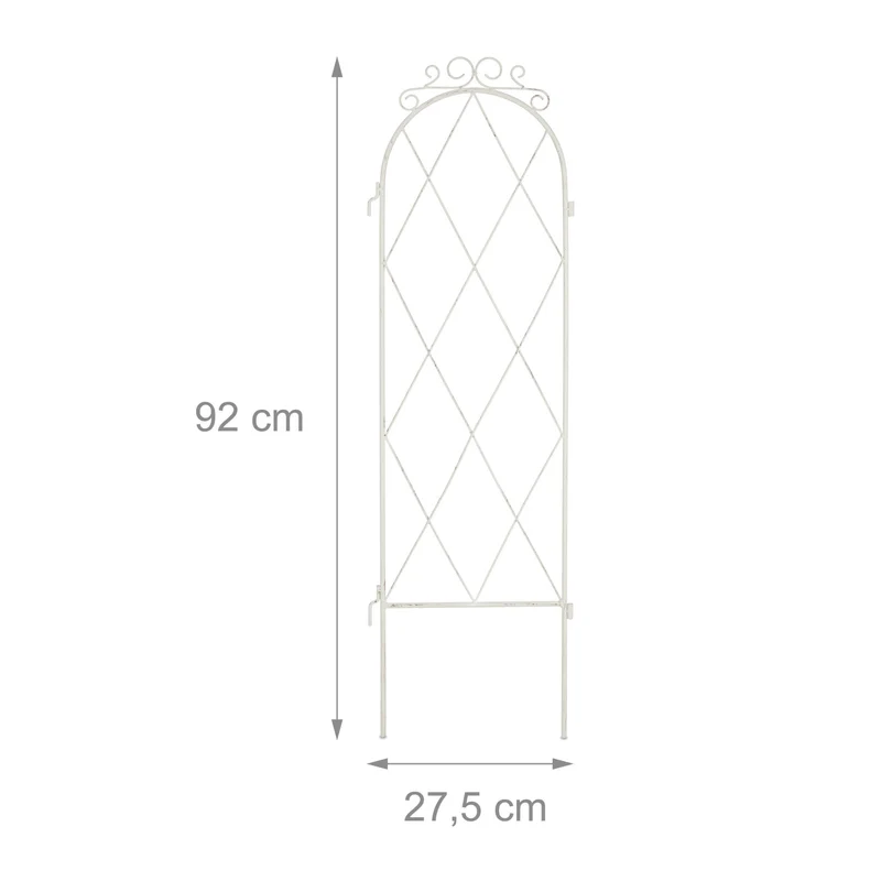 Lot de 3 tuteurs en acier blanc pour plantes grimpantes jardin design épuré 150 x 30 x 30 cm en métal blanc 13_0010566