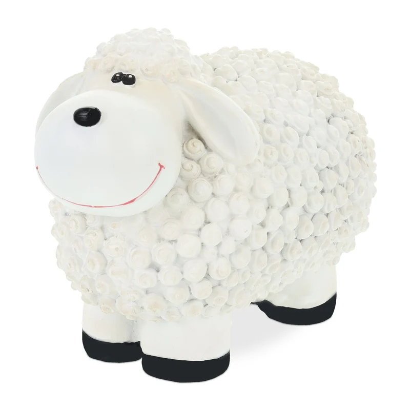 Figurine de jardin décorative en polyrésine souriant 16 x 21 x 12,5 cm en blanc 13_0011236