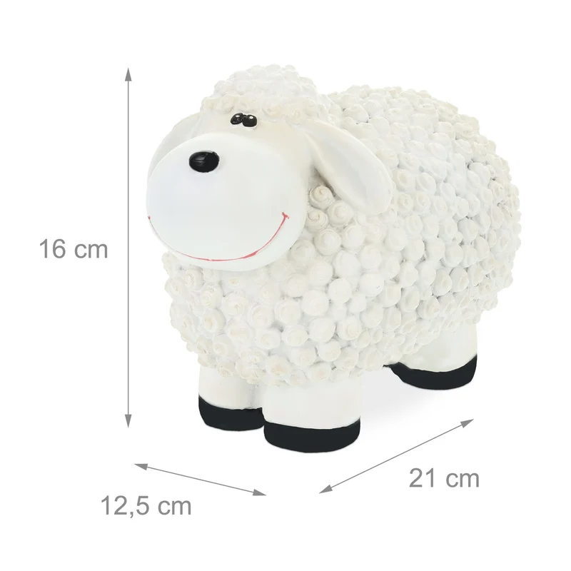Figurine de jardin décorative en polyrésine souriant 16 x 21 x 12,5 cm en blanc 13_0011236