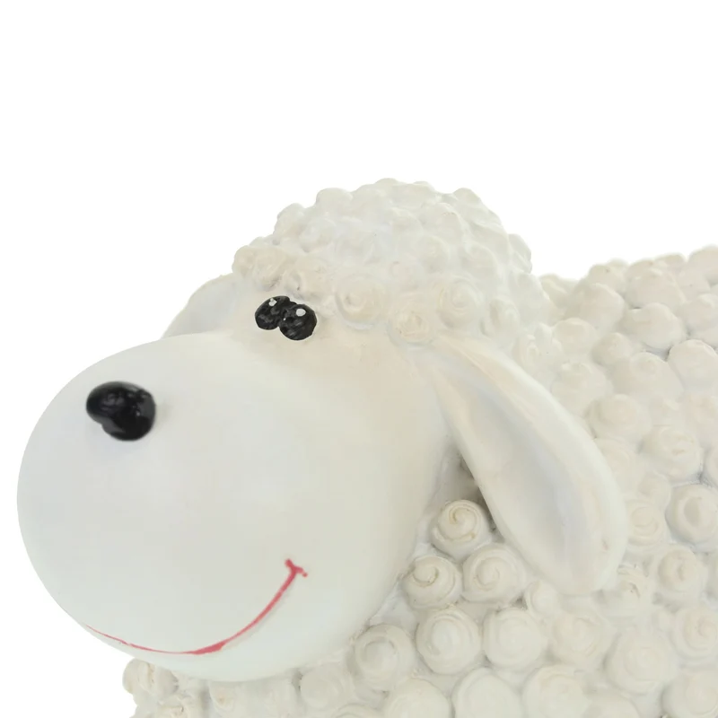 Figurine de jardin décorative en polyrésine souriant 16 x 21 x 12,5 cm en blanc 13_0011236